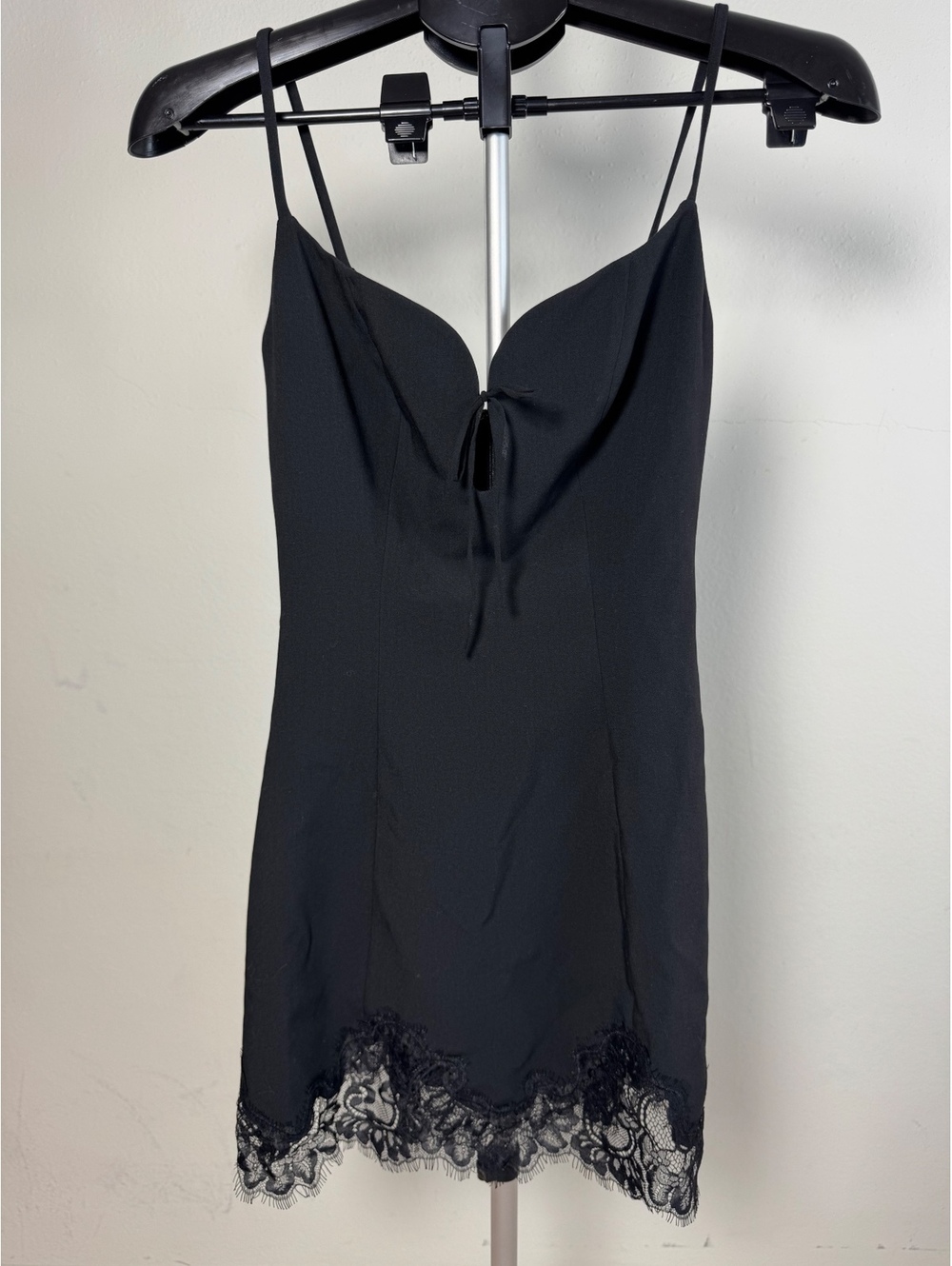 Nana Jacqueline Black Lace Trim Mini Dress Size S